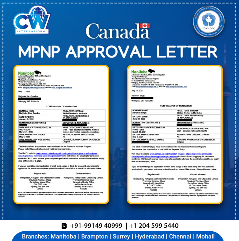 MPNP approval Letter CW international